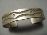 Hand Tooled Vintage Native American Navajo Thicker Sterling Silver Bracelet Cuff-Nativo Arts