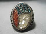 Native American Marvelous Vintage Navajo Turquoise Sterling Silver Ring Old-Nativo Arts
