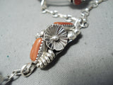 Dynamic Navajo Coral Sterling Silver Slave Bracelet Native American-Nativo Arts