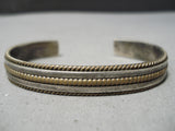 Impressive Vintage Native American Navajo Sterling Silver & 12k Gold Fill Bracelet Old-Nativo Arts