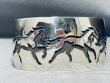 Running Horses Vintage Native American Navajo Sterling Silver Bracelet-Nativo Arts