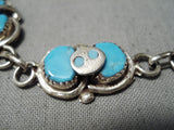 Incredible Vintage Native American Zuni Kingman Turquoise Sterling Silver Snake Bracelet Old-Nativo Arts