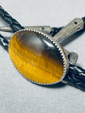 Important Benally Bros Vintage Native American Navajo Tiger's Eye Sterling Silver Bolo Tie-Nativo Arts