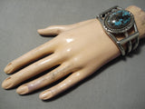 Omg!! Vintage Native American Navajo Huge Smokey Bisbee Turquoise Sterling Silver Bracelet-Nativo Arts