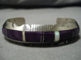 Quality Vintage Native American Navajo Steven Francisco Sugulite Sterling Silver Bracelet-Nativo Arts