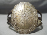 Authentic Patina Vintage Native American Navajo Lee Family Sterling Silver Shield Bracelet Old-Nativo Arts