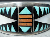 Native American Eleanor Weeka Vintage Zuni Turquoise Sterling Silver Thick Bracelet-Nativo Arts