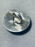 Huge Signed Domed Sterling Silver Vintage Native American Navajo Ring-Nativo Arts