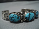 Important Vintage Native American Navajo Lone Mountain Turquoise Sterling Silver Bracelet Old-Nativo Arts