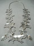Warewolf Vintage Native American Navajo Sterling Silver Squash Blossom Necklace-Nativo Arts