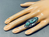 Quality Vintasge Native American Navajo Chunky Turquoise Sterling Silver Ring Old-Nativo Arts