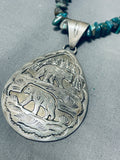Powerful Symbolic Vintage Native American Navajo Turquoise Sterling Silver Necklace-Nativo Arts