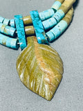 Native American Astounding Vintage Santo Domingo Serpentine & Turquoise Sterling Silver Necklace-Nativo Arts