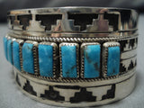 Tremendous Vintage Native American Navajo Sky Blue Turquoise Sterling Silver Bracelet-Nativo Arts