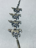 Native American Galloping Horse Vintage Southwest Sterling Silver Necklace-Nativo Arts