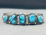 Astonishing Vintage Native American Navajo Kingman Turquoise Sterling Silver Bracelet-Nativo Arts