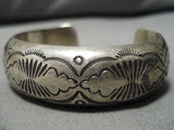 Detailed!! Vintage Native American Navajo Hand Tooled Cloud Sterling Silver Bracelet Old Cuff-Nativo Arts
