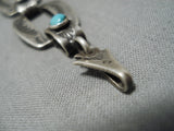 Unique Vintage Native American Navajo Pretty Blue Turquoise Sterling Silver Bracelet-Nativo Arts