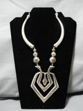 Magnificent Vintage Navajo Sterling Silver Native American Necklace Old-Nativo Arts