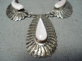 Magnificent Vintage Native American Navajo Mother Of Pearl Sterling Silver Necklace-Nativo Arts