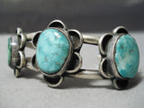 Striking Vintage Native American Navajo Carico Lake Turquoise Sterling Silver Bracelet Old-Nativo Arts