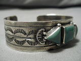 Quality Vintage Native American Navajo Royston Turquoise Sterling Silver 3-stone Bracelet Old-Nativo Arts