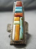 Museum Vintage Native American Navajo Turquoise Inlay Sterling Silver Ring-Nativo Arts