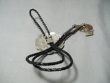 Authentic Important Heavy Vintage Native American Navajo Sterling Silver Bolo Tie Old-Nativo Arts