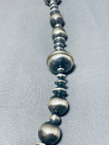 Native American One Of The Best Ever Navajo Hand Hammered Sterling Silver Bead Necklace-Nativo Arts