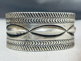 Important Vintage Native American Navajo Hand Repoussed Sterling Silver Thick Bracelet-Nativo Arts