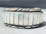 One Of The Best Vintage Native American Navajo Pearl Inlay Sterling Silver Bracelet-Nativo Arts