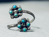 Flower Twist Vintage Native American Zuni Snake Eyes Turquoise Sterling Silver Ring-Nativo Arts