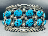 Important Mens Vintage Native American Navajo Tom Moore Turquoise Sterling Silver Bracelet-Nativo Arts