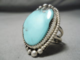 Striking Vintage Native American Navajo Blue Diamond Turquoise Sterling Silver Ring Old-Nativo Arts