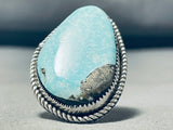 Colossal Vintage Native American Navajo Sky Blue Turquoise Sterling Silver Ring-Nativo Arts