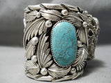 Crazy Buffalo Heavy Native American Turquoise Sterling Silver Bracelet- 246 Gram-Nativo Arts