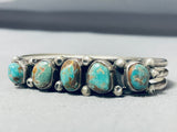 Superb Vintage Native American Navajo 5 Royston Turquoise Sterling Silver Bracelet-Nativo Arts