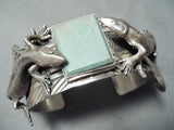 Extraordinary Native American Navajo Royston Turquoise Sterling Silver Gekko Bracelet-Nativo Arts