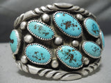 One Of The Biggest Best Vintage Native American Navajo Turquoise Sterling Silver Bracelet-Nativo Arts