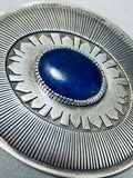 Gibson Nez Top 10 Artists Vintage Native American Navajo Lapis Sterling Silver Buckle-Nativo Arts