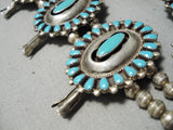 Authentic Vintage Native American Navajo Turquoise Sterling Silver Squash Blossom Necklace Old-Nativo Arts