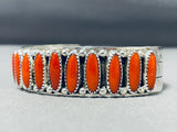 Spectacular Native American Navajo Coral Sterling Silver Bracelet-Nativo Arts
