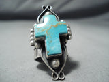 Newsworthy Navajo Royston Turquoise Sterling Silver Cross Ring Native American-Nativo Arts