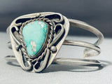 Authentic Older Vintage Native American Navajo Green Turquoise Sterling Silver Swirl Bracelet-Nativo Arts