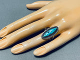 Brilliant Vintage Native American Navajo Morenci Turquoise Sterling Silver Ring-Nativo Arts