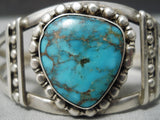 Incredible Vintage Native American Navajo Vivid Spiderweb Turquoise Sterling Silver Bracelet-Nativo Arts