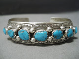 Fabulous Wil Benally Vintage Native American Navajo Sterling Silver Turquoise Bracelet-Nativo Arts