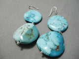 Incredible Vintage Native American Navajo Carico Lake Turquoise Sterling Silver Earrings-Nativo Arts