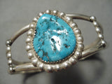 Incredible Vintage Native American Navajo Blue Turquoise Sterling Silver Bracelet Old-Nativo Arts