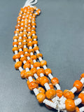 Gorgeous Native American Heart Spiny Oyster White Bead Necklace-Nativo Arts